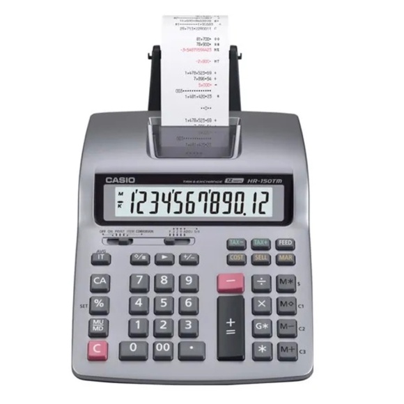 Casio HR150TM 12 Digit Silver Gray Desktop Printing Calculator - Picture 1 of 11